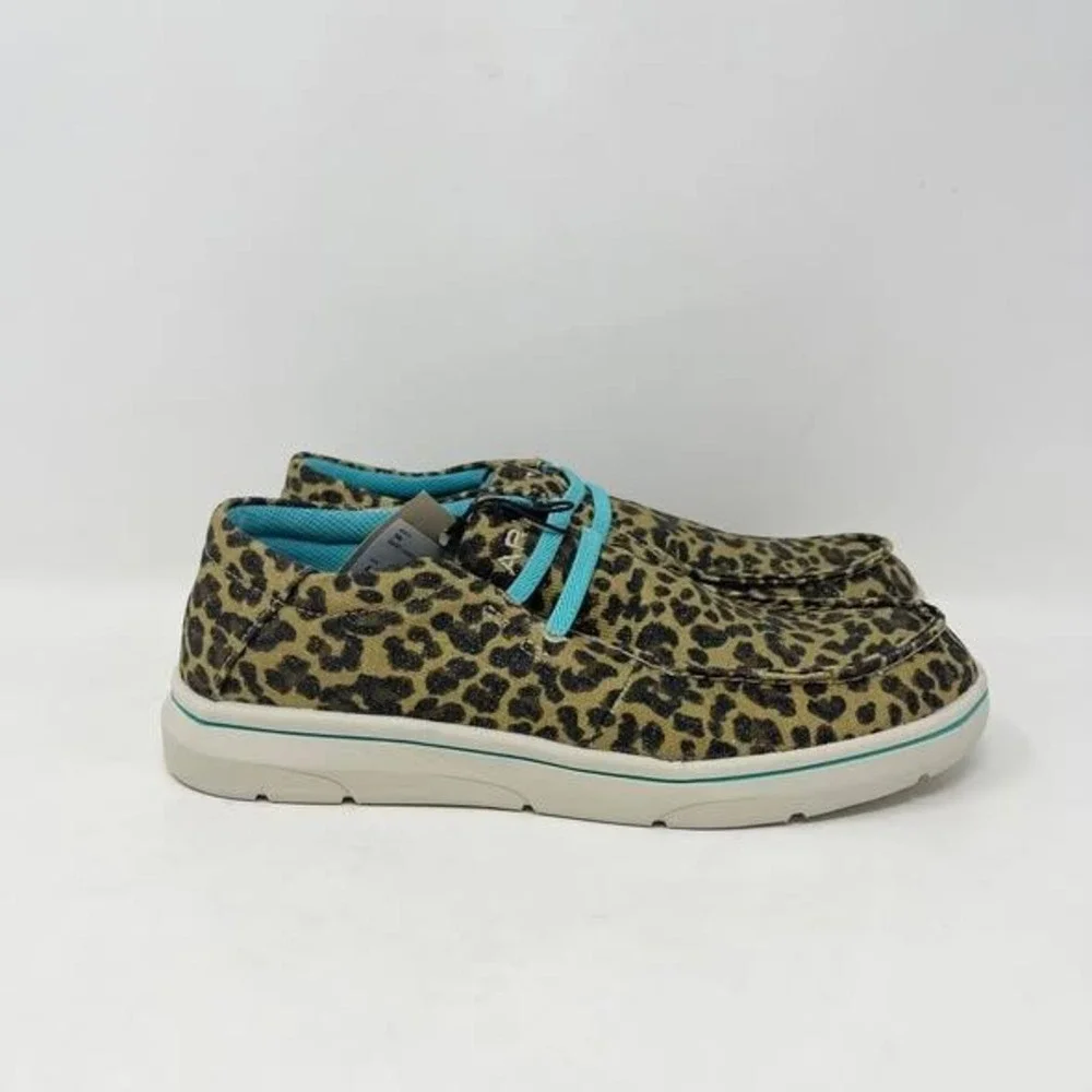 Ariat Hilo Shoes Youth Big Girls 4 Sparkle Leopard‎ Canvas Western Casual Loafer